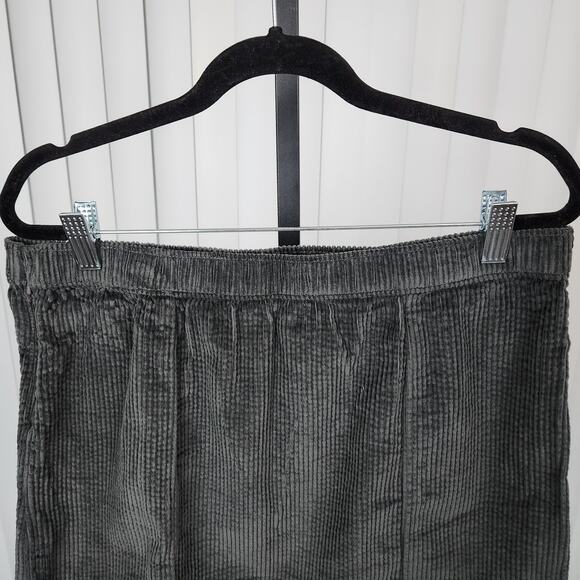 Aerie Corduroy Micro Mini Skirt Front Slit Elastic Waist Dark Grey Medium New - Picture 5 of 12